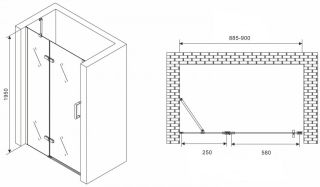 Душевая дверь ABBER Zart 90см чёрный AG08090B